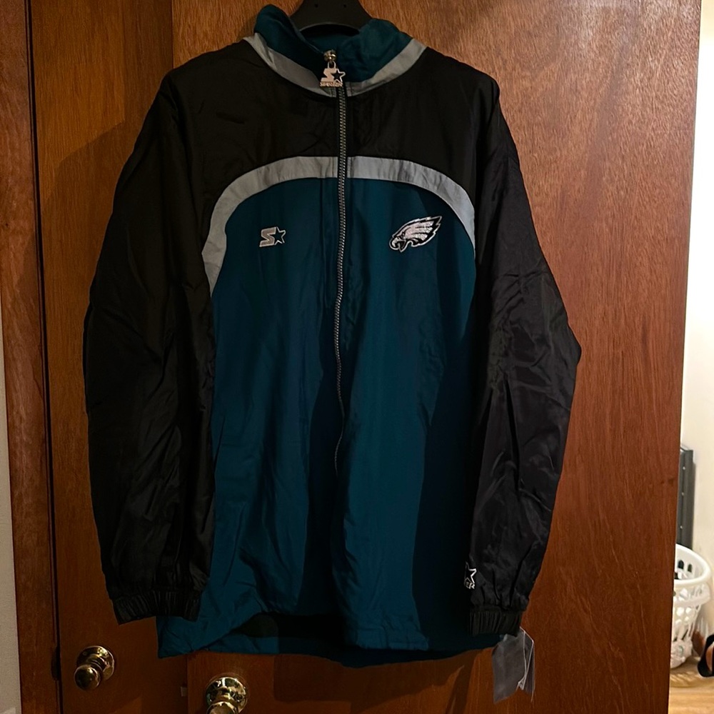 Philadelphia Eagles Pro Line Starter lightweight jacket with hood.  Tri-colored.